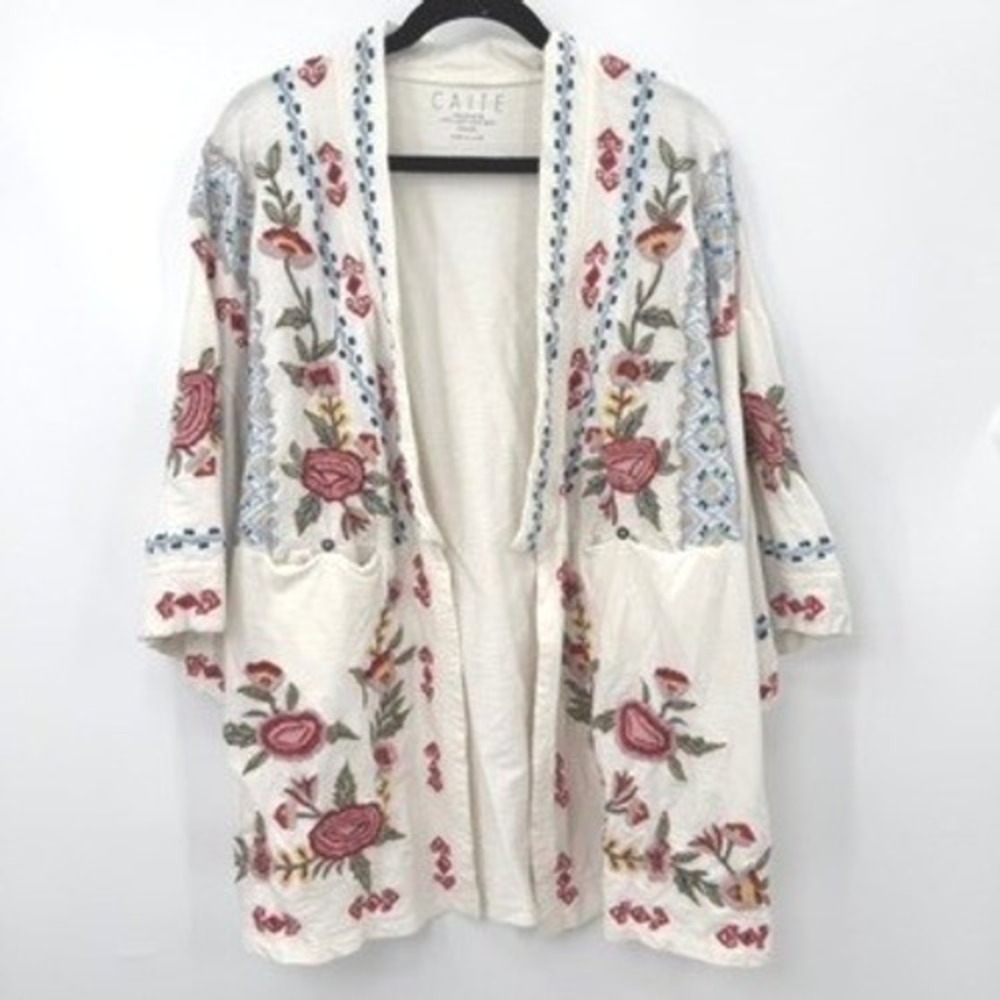 Caite Embroidered Kimono Cardigan Women S Boho Floral Festival Indie Cottagecore